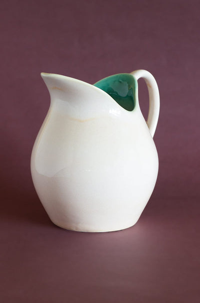 Bisque Ceramic Pitcher Vase