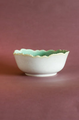 Bisque Ceramic Scalloped Bowl - Large