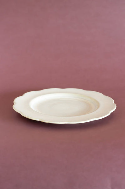 Bisque Ceramic Scalloped Dinner Plate