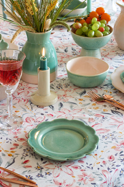 Bisque Ceramic Scalloped Tapas/Dessert Plate