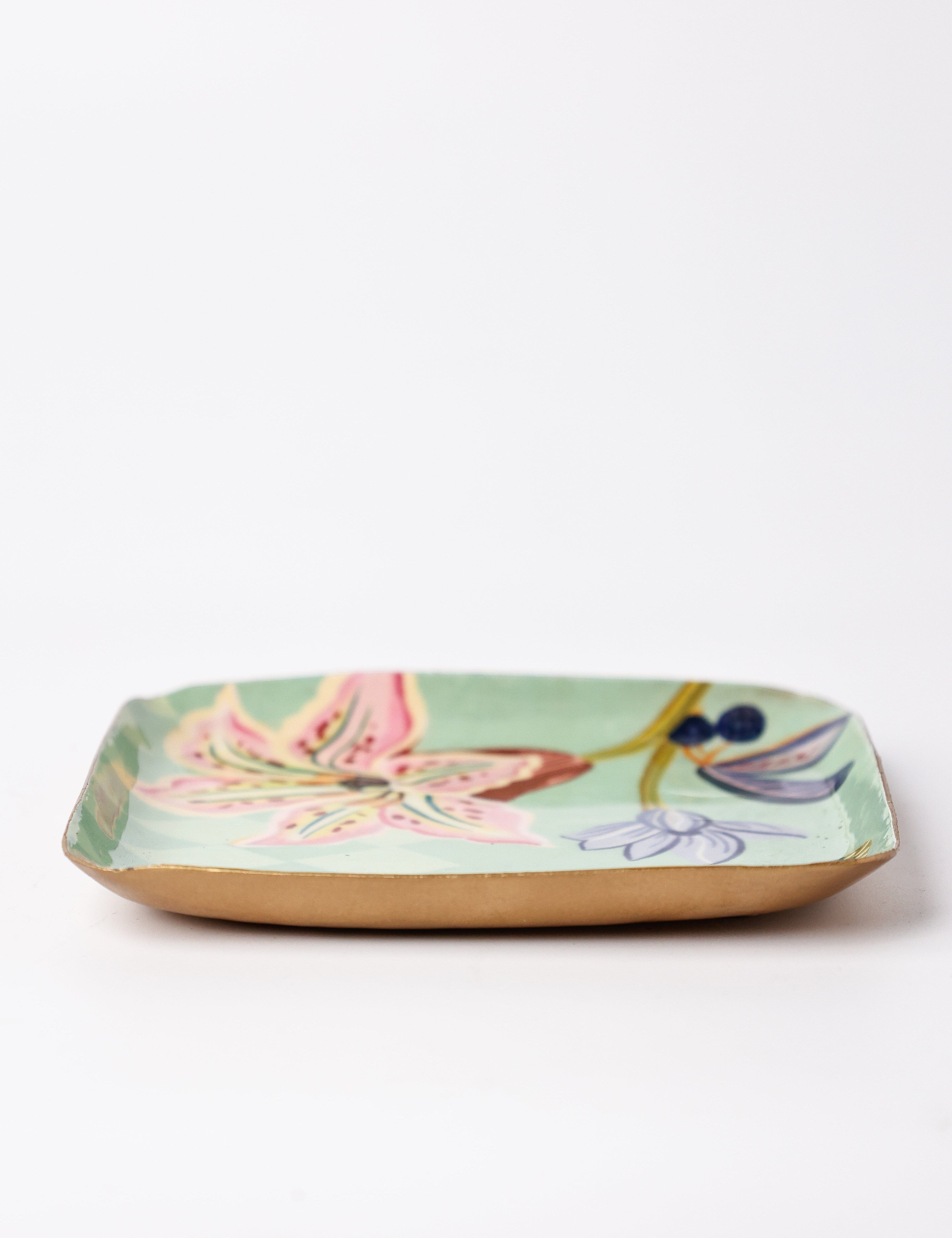 Bloom Room Metal Square Platter - Mint Green