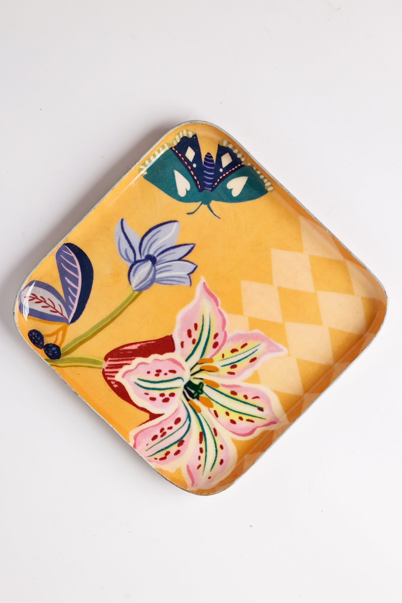 Bloom Room Metal Square Platter - Yellow