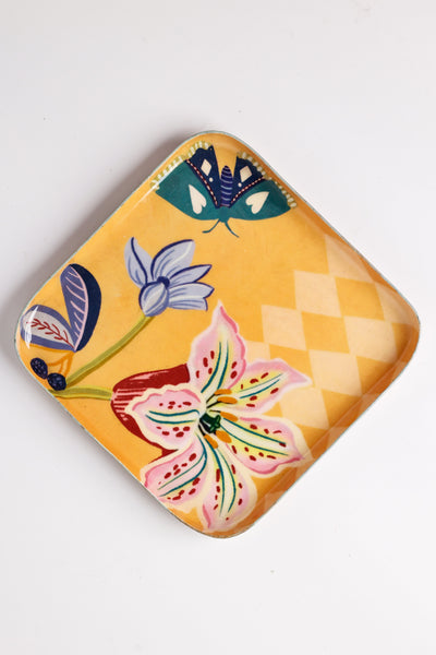 Bloom Room Metal Square Platter - Yellow