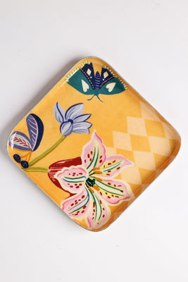 Bloom Room Metal Square Platter - Yellow