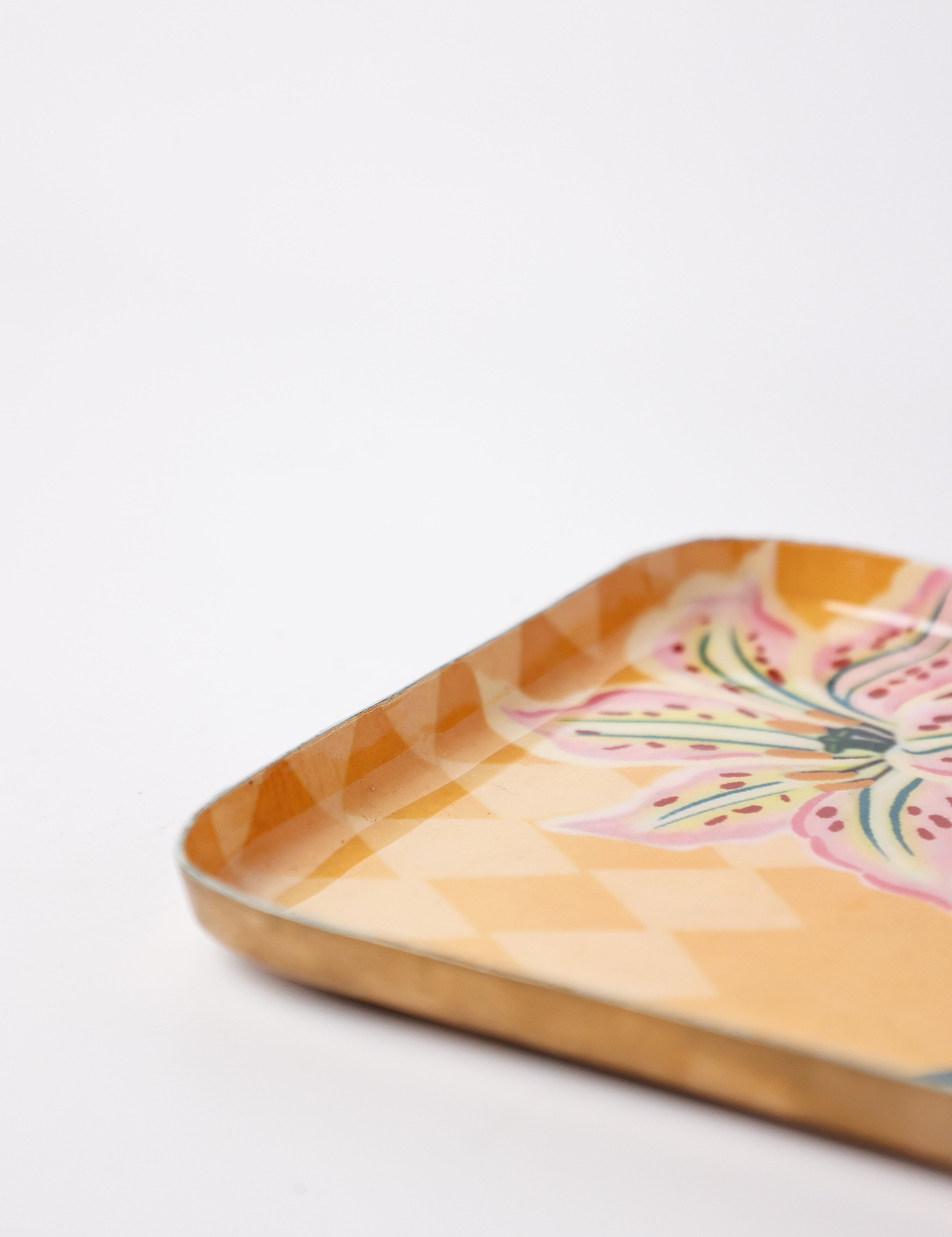 Bloom Room Metal Square Platter - Yellow