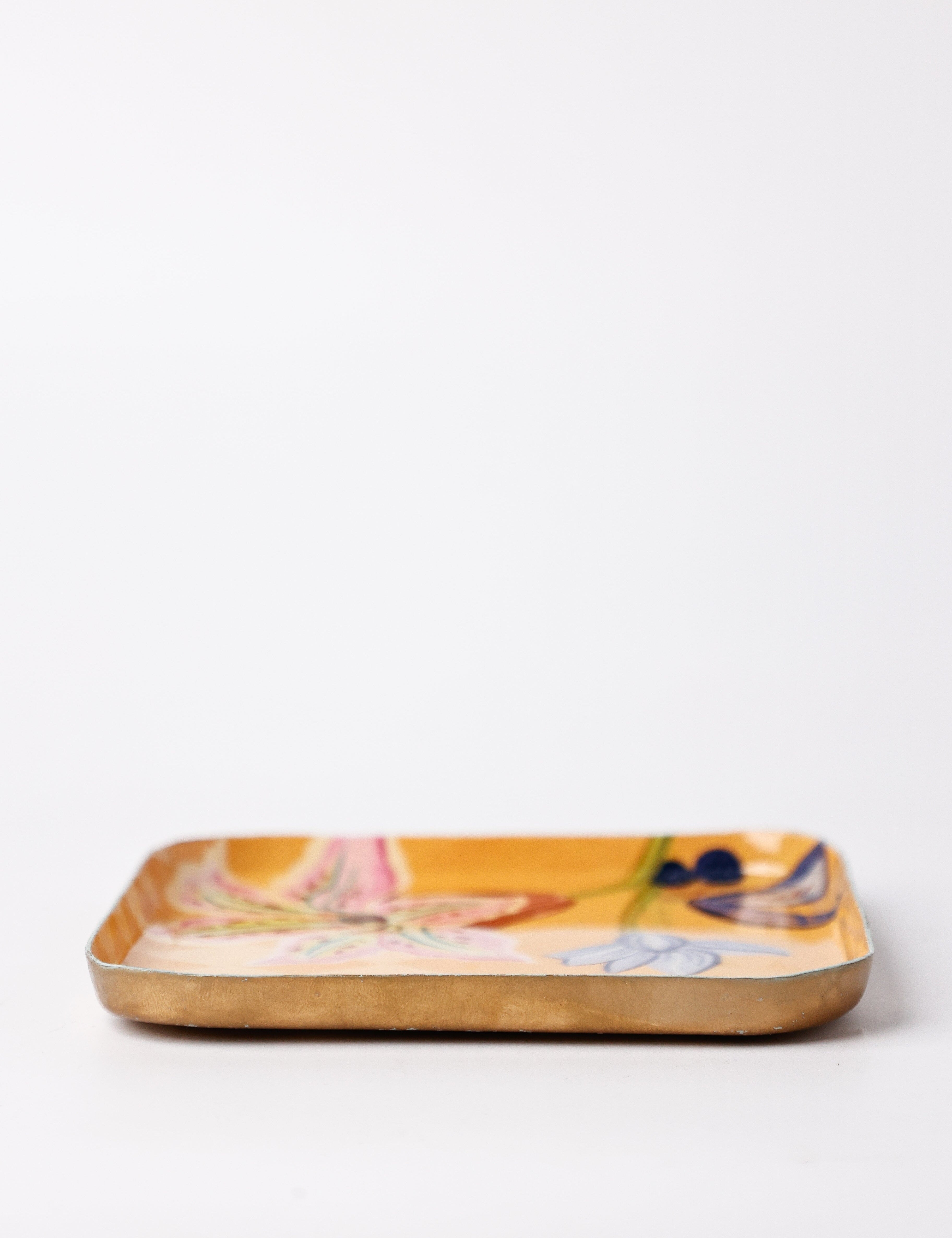 Bloom Room Metal Square Platter - Yellow