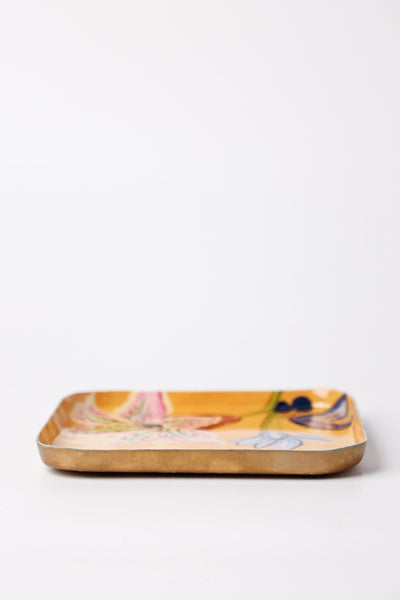 Bloom Room Metal Square Platter - Yellow