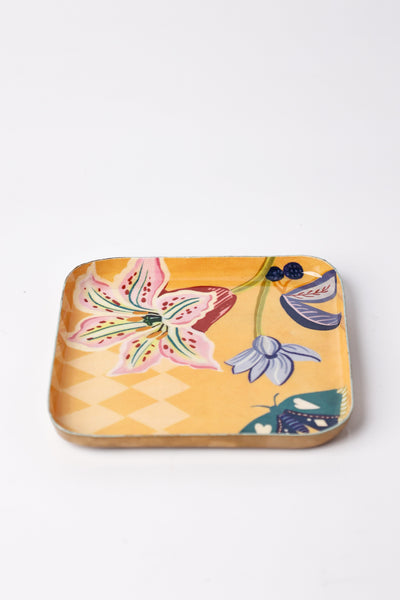 Bloom Room Metal Square Platter - Yellow