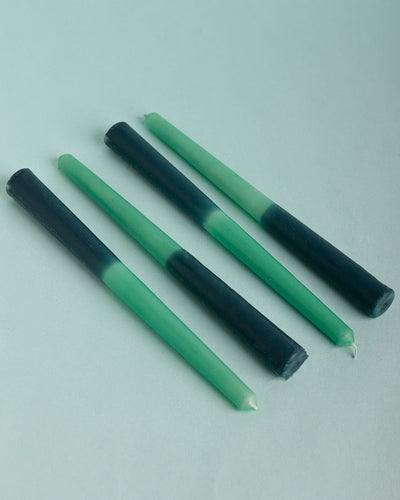 Blue and green Ombre Tapered Candles - Set of 4