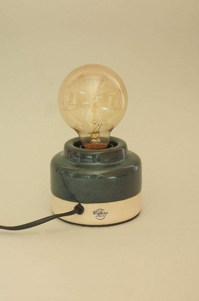 Blue Dalia Ceramic Desk Lamp With Edison Bulb