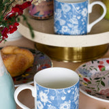 Blue Florentina Fine China Tea Mugs- Set of 2