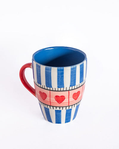 Blue Hearts Handpainted Ceramic Mug