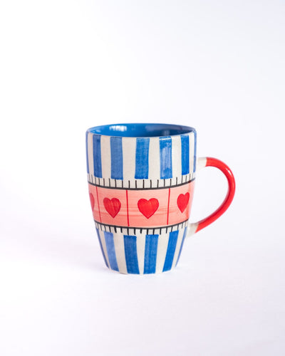 Blue Hearts Handpainted Ceramic Mug