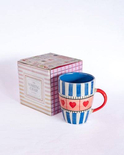 Blue Hearts Handpainted Ceramic Mug