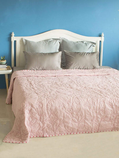 Blush Trellis Quilted Bedcover