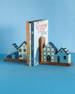Book Nook Hanpdainted Bookends - Set of 2