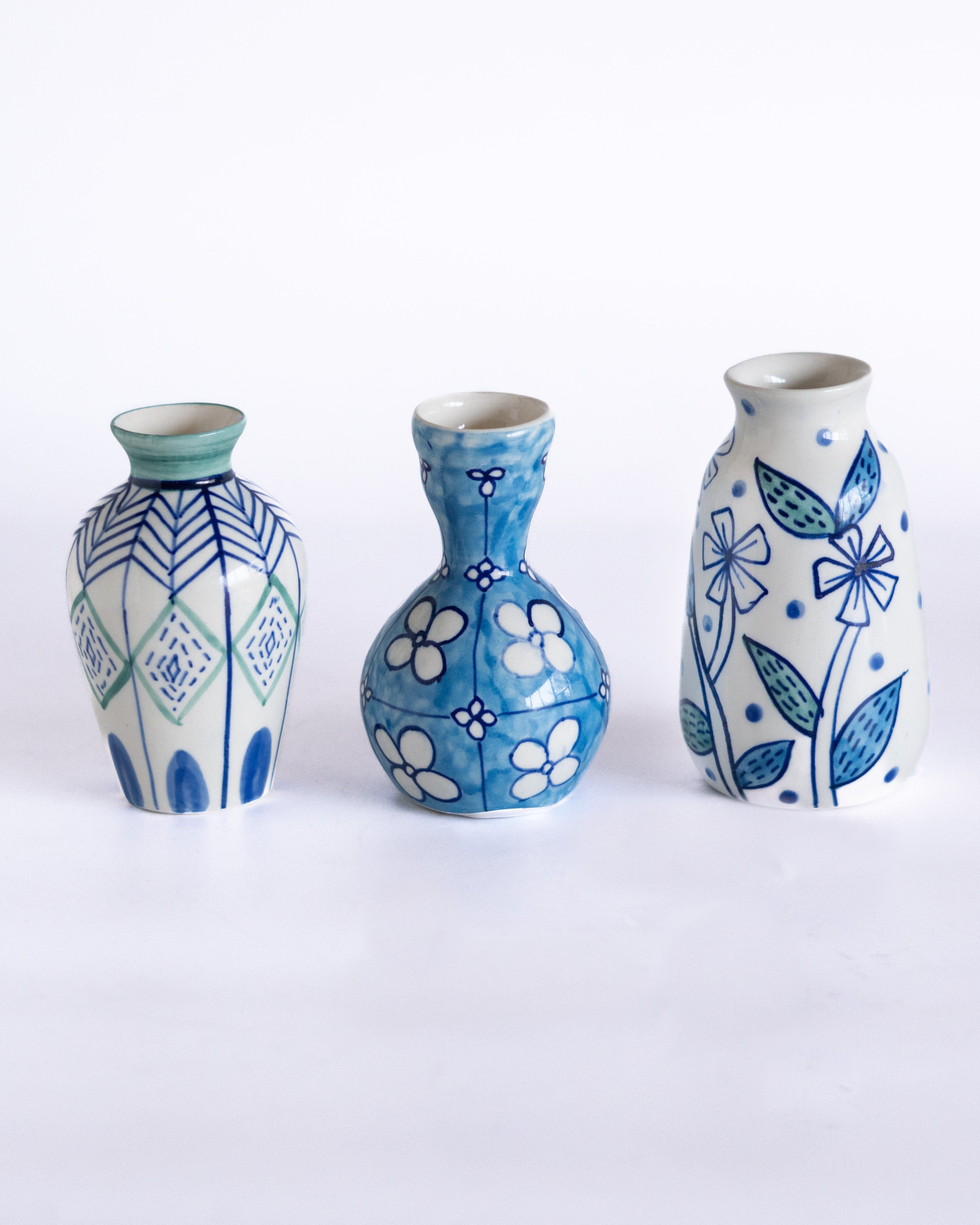 Botanical Charm Mini Vases - Set of 3 | The Wishing Chair
