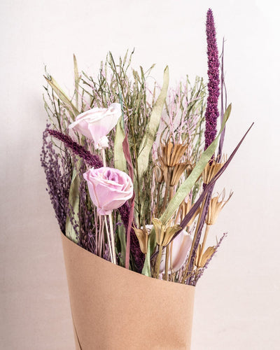 Bouquet of Posies Natural Dried Flowers - Purple