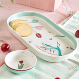 Bowl Skylark Handpainted Ceramic Oval Platter & Nutbowl