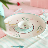Bowl Skylark Handpainted Ceramic Round Plate & Nutbowl