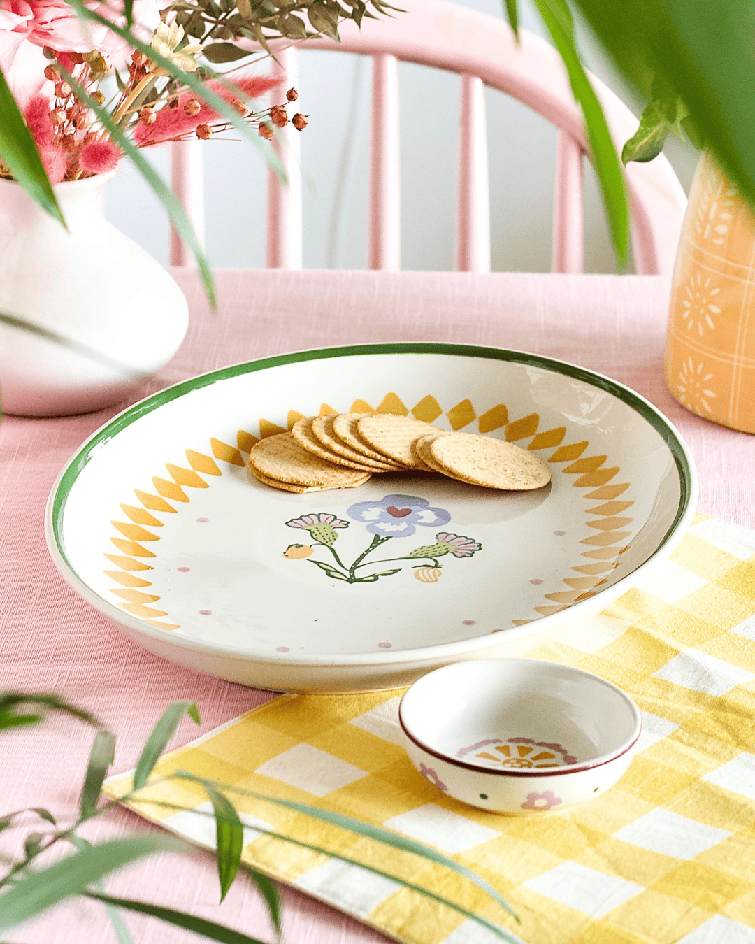 Bowl Sundrop Handpainted Ceramic Oval Plate & Nutbowl