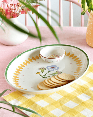 Bowl Sundrop Handpainted Ceramic Oval Plate & Nutbowl