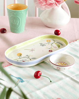 Bowl Sundrop Handpainted Ceramic Oval Platter & Nutbowl