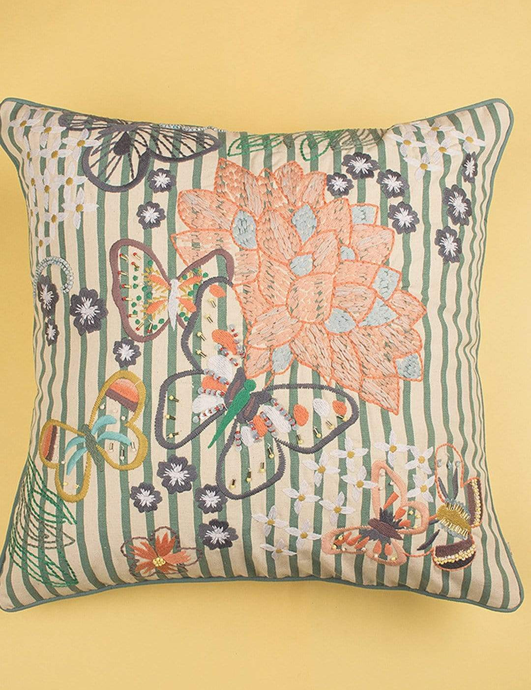 Butterfly Stripes Cushion Cover