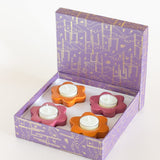 Candle Daisy Wheel Ceramic Tealight Holder - Set of 4