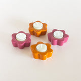 Candle Daisy Wheel Ceramic Tealight Holder - Set of 4