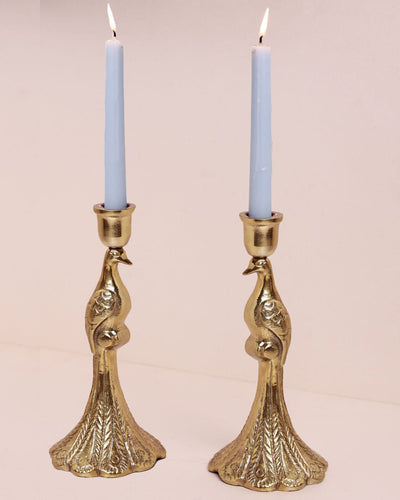 Candle Peacock Metal Candle Holders - Set of 2