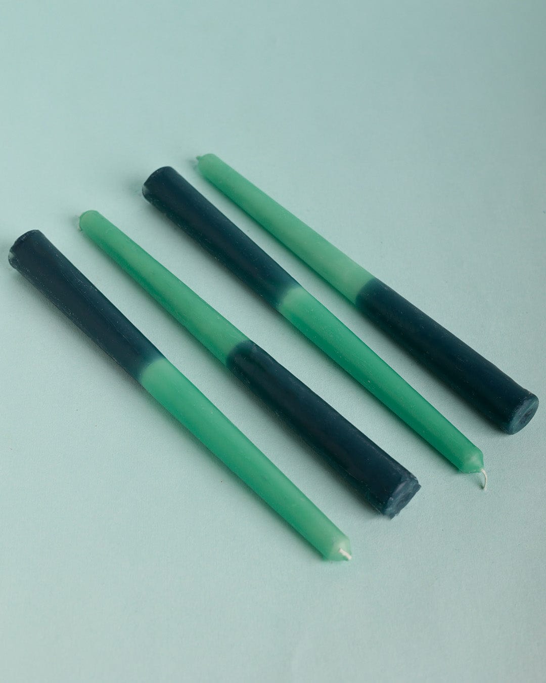 Candle & Scents Blue and green Ombre Tapered Candles - Set of 4