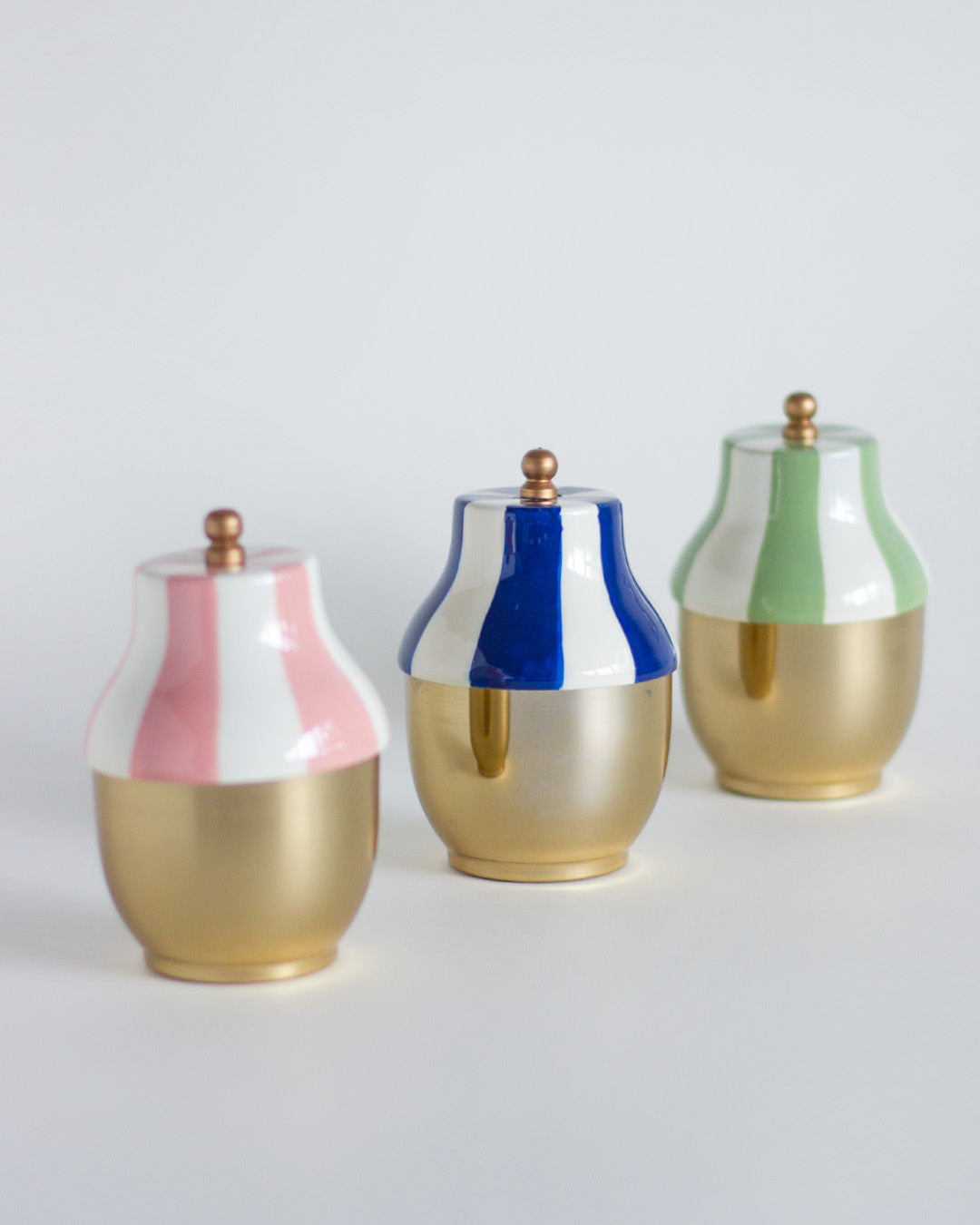 Carousel Metal Candle Jar with Lid - Set of 3