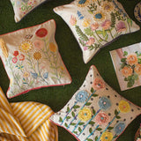 Carnation Embroidered Cushion Cover