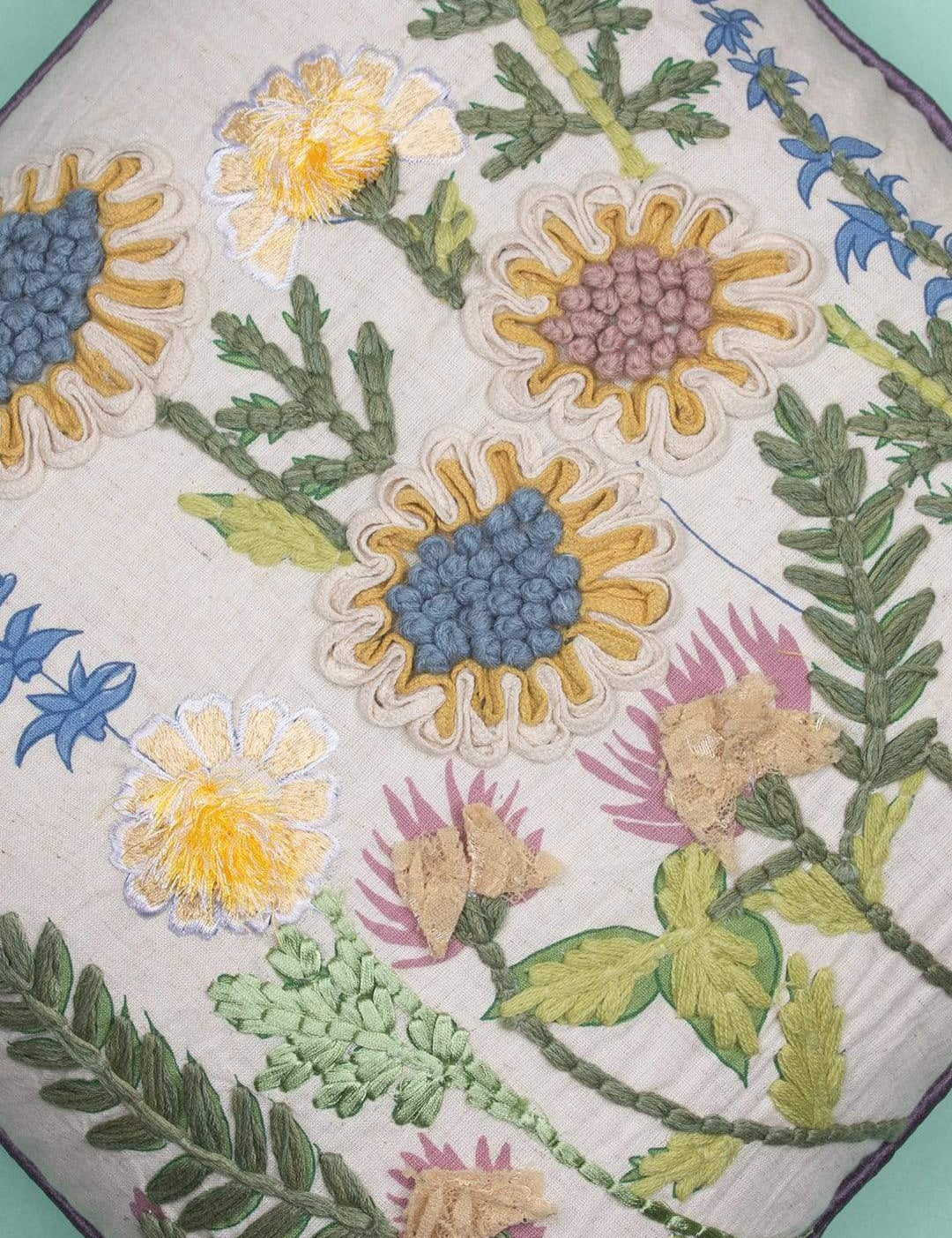 Carnation Embroidered Cushion Cover