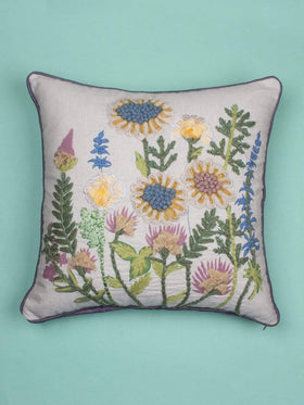 Carnation Embroidered Cushion Cover