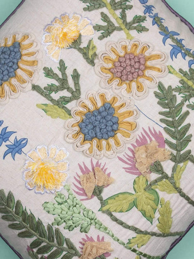 Carnation Embroidered Cushion Cover