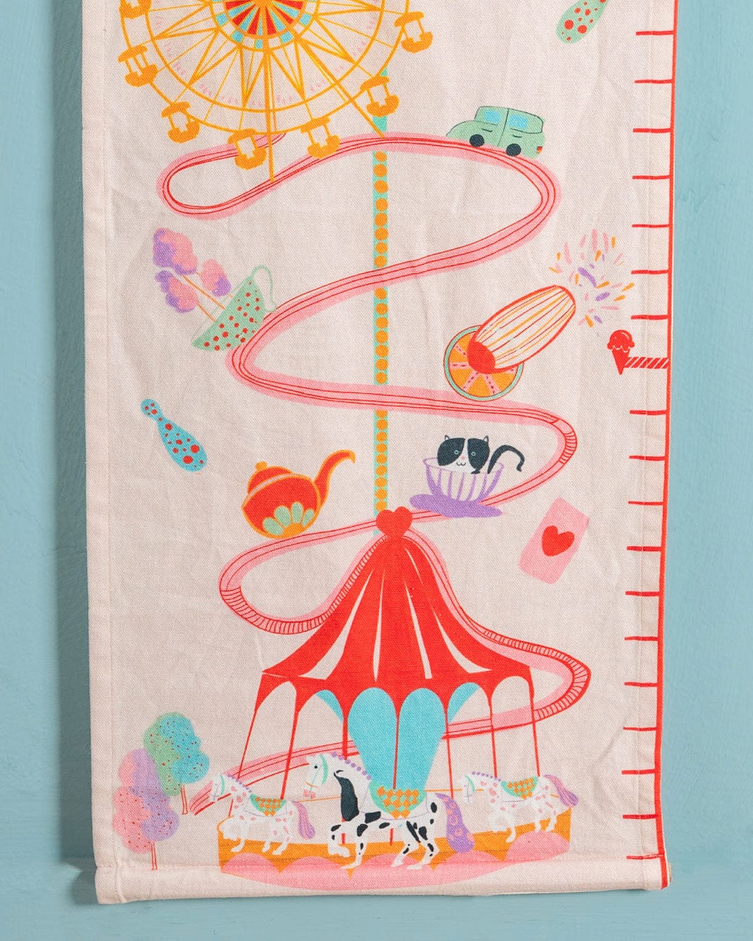 Carnival Rides Handpainted Cotton Fabric Height Chart