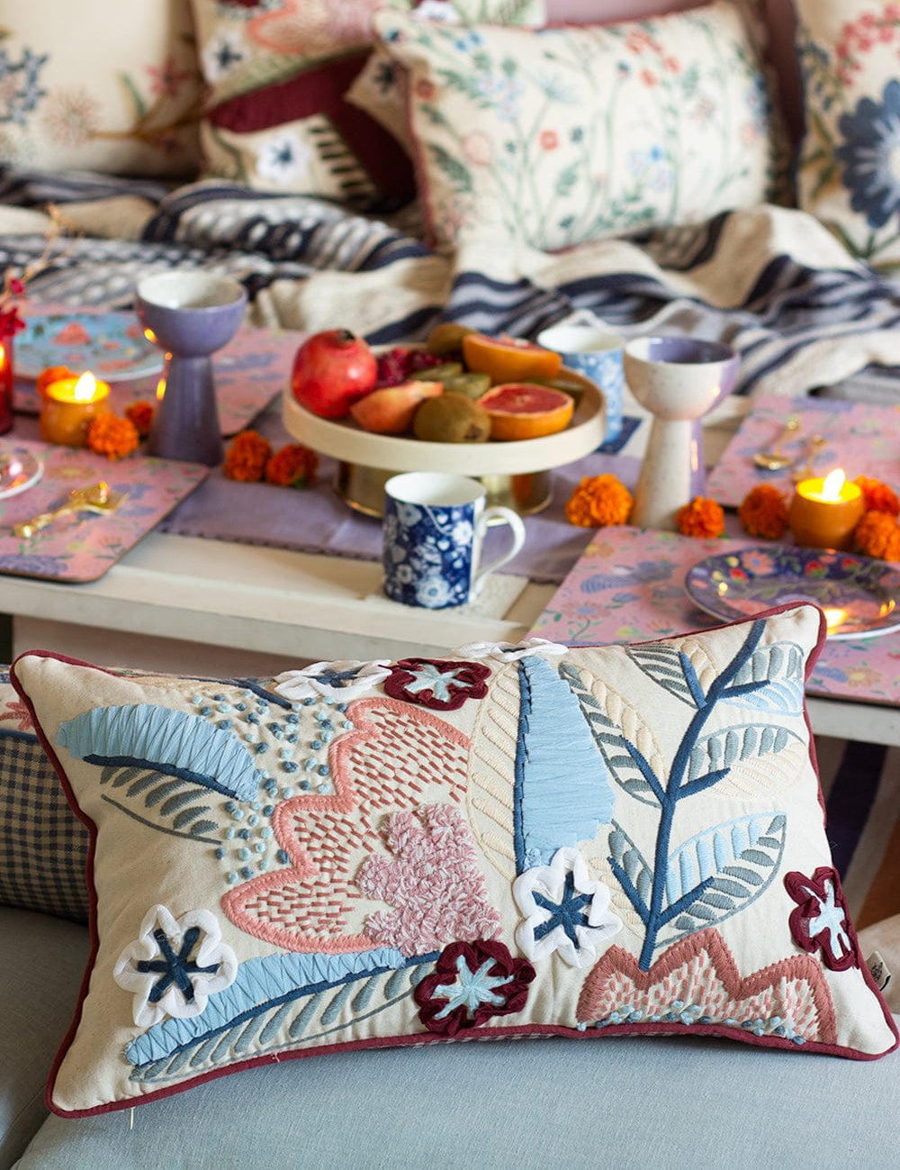 Cephir Embroidered Cushion Cover- 14X20