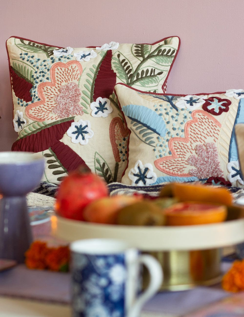 Cephir Embroidered Cushion Cover-18" x 18"