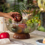 Champagne Fiesta Serving Glass Bowl with Wooden base