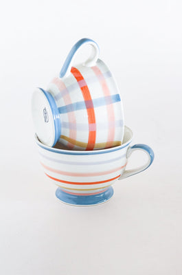 Checks & Stripes  Handpainted Soup Bowls - Set of 2