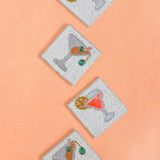 Cheers Hand Embroidery Beaded Coasters -Set of 4