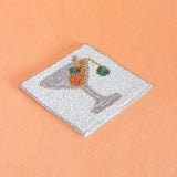 Cheers Hand Embroidery Beaded Coasters -Set of 4