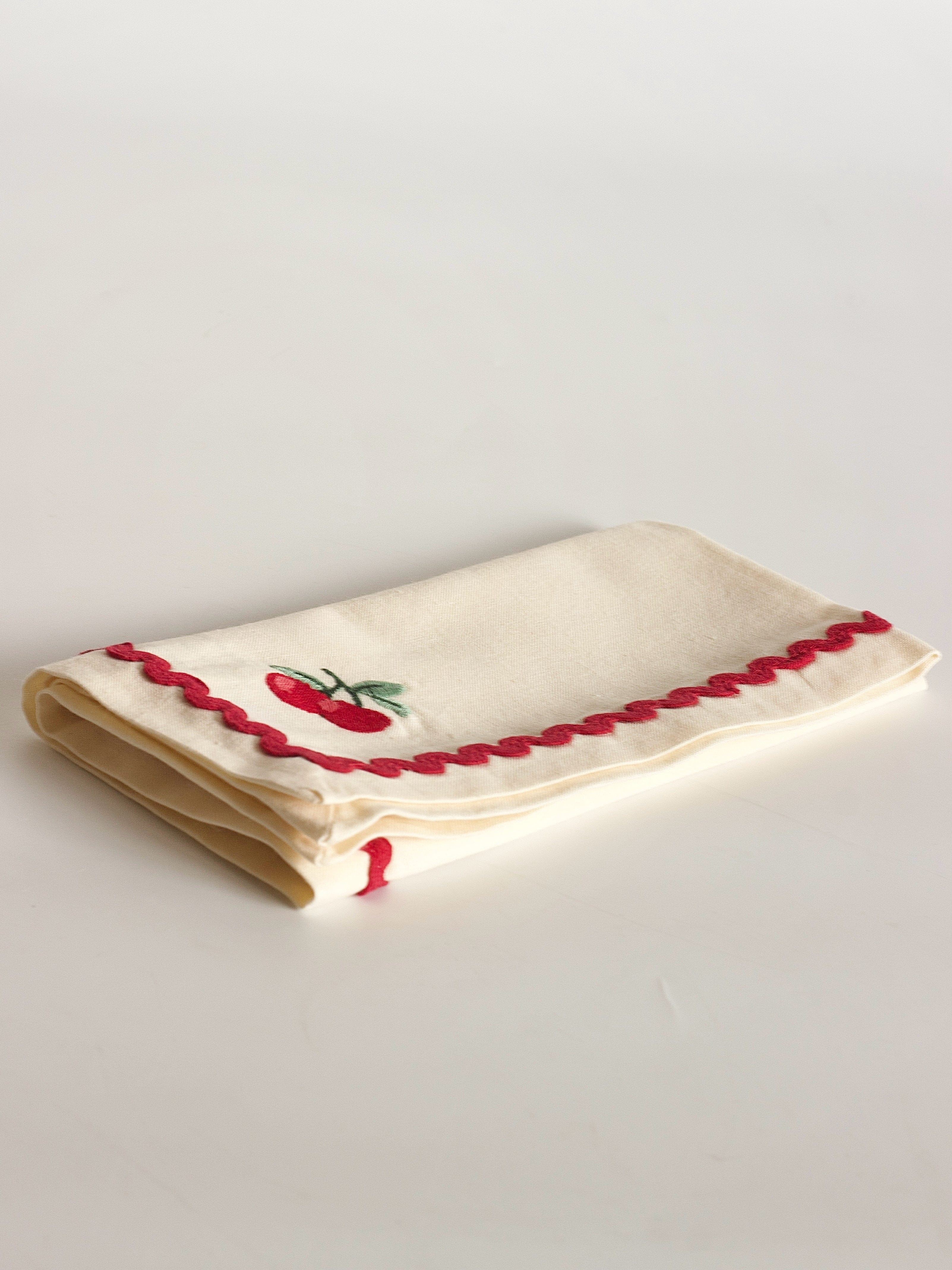 Cherry Crush Embroidered Napkins - Set of 6 | The Wishing Chair