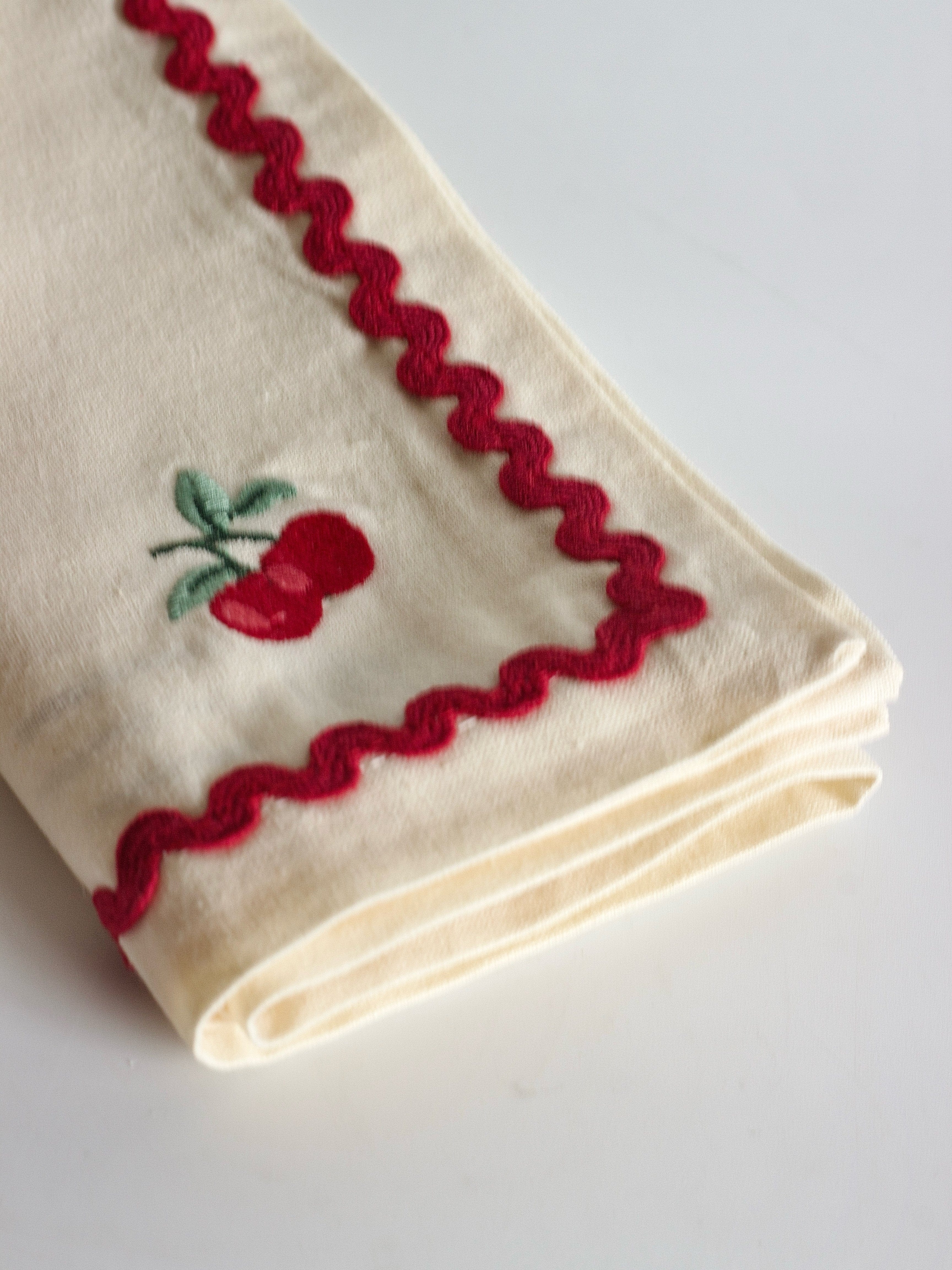 Cherry Crush Embroidered Napkins - Set of 6 | The Wishing Chair