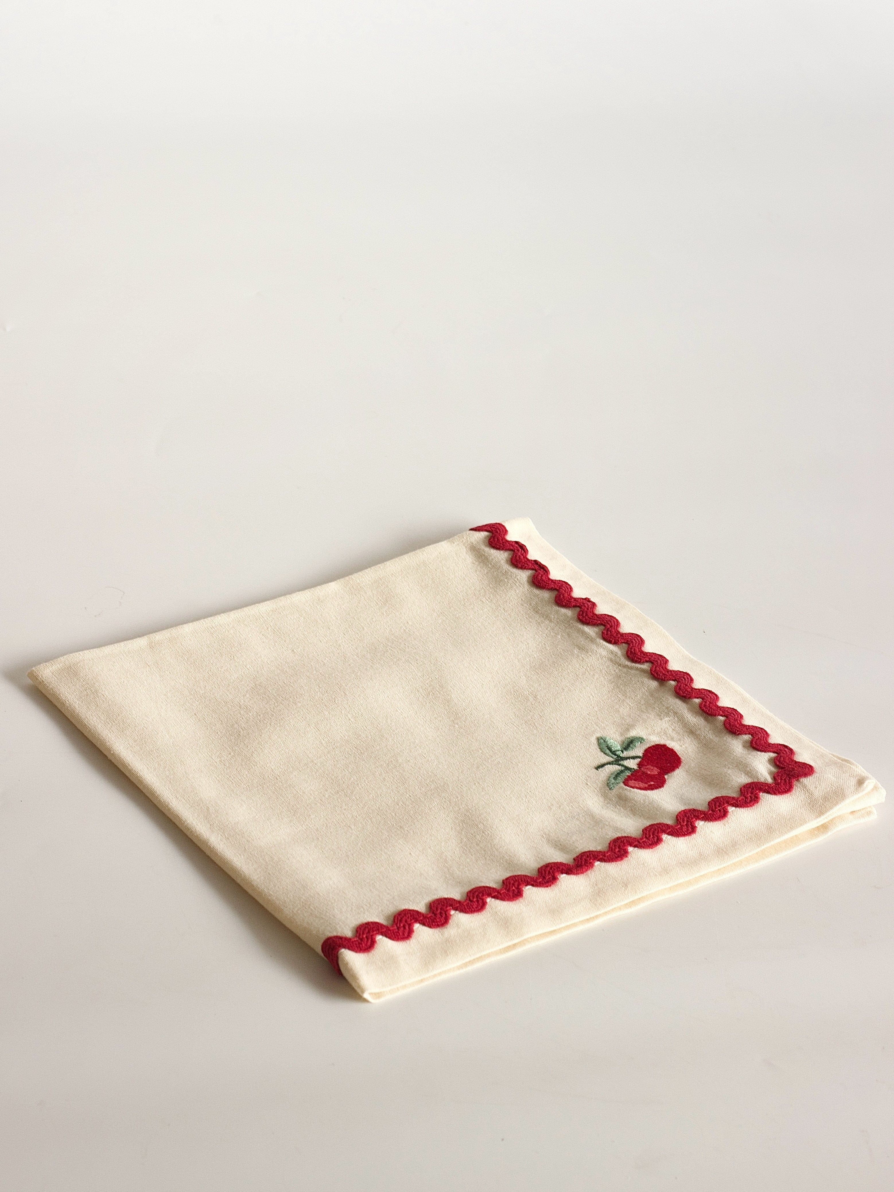 Cherry Crush Embroidered Napkins - Set of 6 | The Wishing Chair