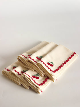 Cherry Crush Embroidered Napkins - Set of 6
