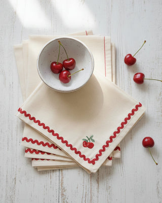 Cherry Crush Embroidered Napkins - Set of 6