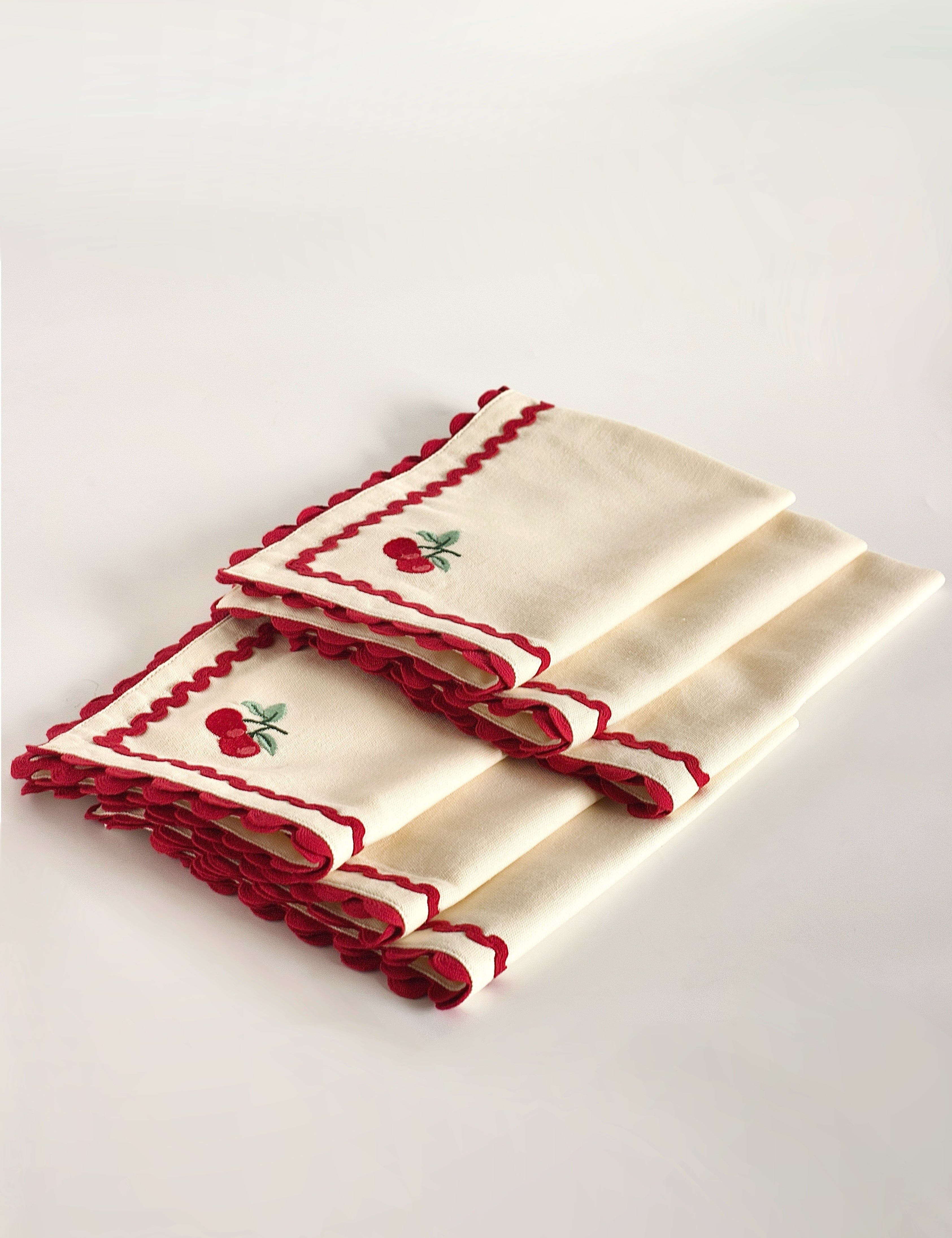 Cherry Crush Embroidered Placemats - Set of 6 | The Wishing Chair